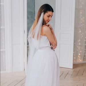 Single-tiered Draped Wedding Veil